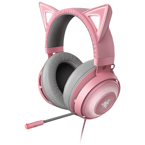 RAZER Kraken Kitty Quartz RZ04-02980200-R3M1 Wired Gaming Headset with Active Noise Cancellation (Stream Reactive Lighting, Over Ear, Pink)