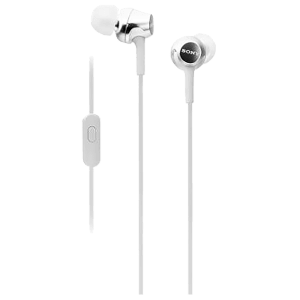 SONY MDR-EX155APWQIN Wired Earphone with Mic (In Ear, White)