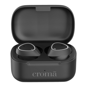 Croma TWS Earbuds with Noise Isolation (Sweat Resistant, 15 Hours Playback, Black)