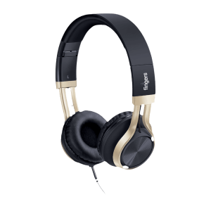 fingers Showstopper H5 Wired Headphone with Mic (On Ear, Black/Soft Gold)