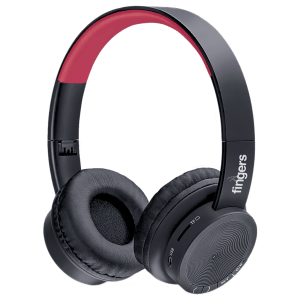 fingers Rock-N-Roll H2 Bluetooth Headphone with Mic (9 Hours Playback, On Ear, Soft Black/Rich Red)