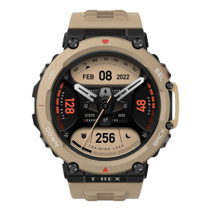 amazfit T-Rex 2 Smartwatch with Activity Tracker (35.3mm AMOLED Display, 10ATM Water Resistant, Desert Khaki Strap)