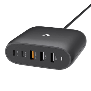 ambrane RAAP HUB 75 75W Type A & Type C 5-Port Fast Multi-Port Charger (Adapter Only, Intelligent Current Detection, Black)