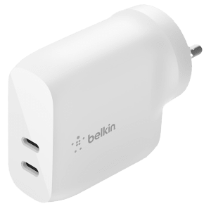 belkin BoostCharge 40W Type C 2-Port Fast Charger (Adapter Only, PD 3.0 Certified, White)