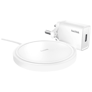 SanDisk Ixpand 15W Wireless Charger for iOS, Android, Earbuds (Qi Certified, Temprature Control Technology, White)