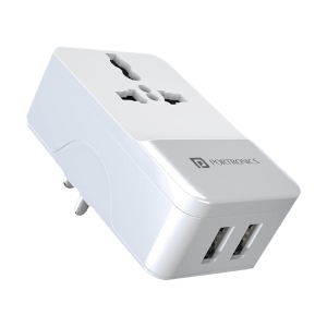 Portronics Adapto III Type A 2-Port Fast Charger (Adapter Only, Short-Circuit Protection, White)