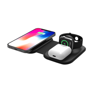 Croma 15W 3-in-1 Wireless Charger for iPhone 14, 14 Pro, 15, 15 Pro, iWatch 4, 5, 6, 7, 8 & AirPods 2, 3, Pro (Qi Compatible, Apple Compatible, Black)