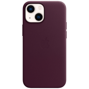 Apple Soft Leather Back Cover for Apple iPhone 13 (Supports Wireless Charging, Dark Cherry)