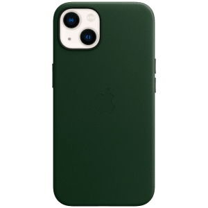 Apple Soft Leather Back Cover for Apple iPhone 13 (Supports Wireless Charging, Sequoia Green)