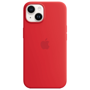 Apple Soft Silicone Back Cover for Apple iPhone 14 (MagSafe Charging Support, Red)