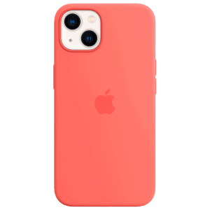 Apple Soft Silicone Back Cover for Apple iPhone 13 (Supports Wireless Charging, Pink Pomelo)