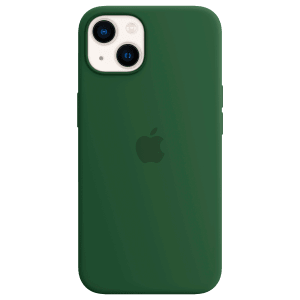 Apple Soft Silicone Back Cover for Apple iPhone 13 (Supports Wireless Charging, Clover)