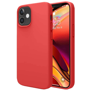 Vaku Soft Silicone & Microfiber Back Cover for Apple iPhone 12, 12 Pro (Supports Wireless Charging, Red)