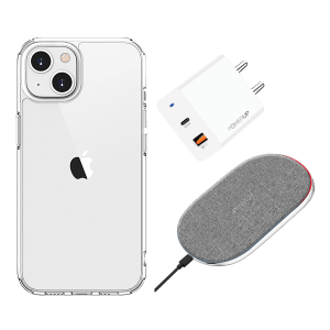 GRIPP Hard Polycarbonate Back Cover, Adapter & Wireless Charger Combo for Apple iPhone 13 (Scratch Resistant, Multi Color)