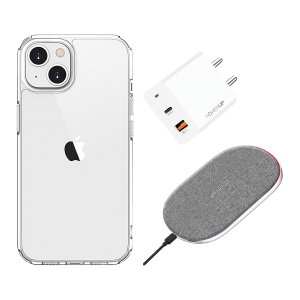 GRIPP Hard Polycarbonate Back Cover, Adapter & Wireless Charger Combo for Apple iPhone 13 Mini (Scratch Resistant, Multi Color)