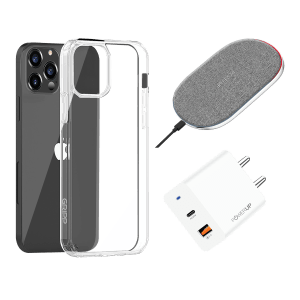 GRIPP Hard Polycarbonate Back Cover, Adapter & Wireless Charger Combo for Apple iPhone 13 Pro Max (Scratch Resistant, Multi Color)