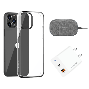 GRIPP Hard Polycarbonate Back Cover, Adapter & Wireless Charger Combo for Apple iPhone 13 Pro (Scratch Resistant, Multi Color)