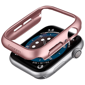 Spigen Thin Fit Polycarbonate Case for Apple Watch Series SE 2, SE, 6, 5 & 4 (44mm) (Razor-Thin Frame, Rose Gold)