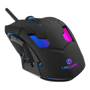 LAPCARE Champ LGM-100 Wired Optical Gaming Mouse (3600 DPI Adjustable, Ergonomic Design, Black)
