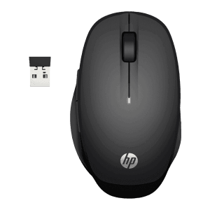 HP 6CR71AA Wireless Optical Mouse with Customizable Buttons (3600 DPI, Dual Connectivity, Black)