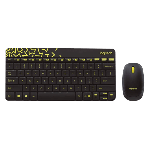 logitech MK240 Wireless Keyboard & Mouse Combo (1000 DPI, Spill Resistant, Black/Chartreuse Yellow)