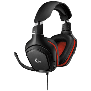 logitech G331 Wired Gaming Headset with Noise Cancellation (50mm Drivers, Over Ear, Black & Red)