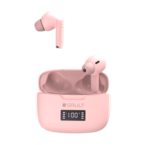 SAULT Airplugs 2x TWS Earbuds with Noise Isolation (IP57 Water Resistant, Touch Sensor, Pink)