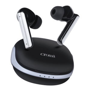 Croma TWS Earbuds with Active Noise Cancellation (IPX5 Water Resistant, Fast Charging Support, Black and Grey)