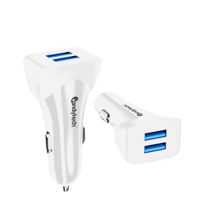 Candytech 3 Ampere 2 USB Ports Car Charging Adapter (Super Fast Charging, CC-15, White)