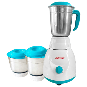 zunvolt 500 Watt 3 Jars Mixer Grinder (22000 RPM, Shock Proof Body, White)