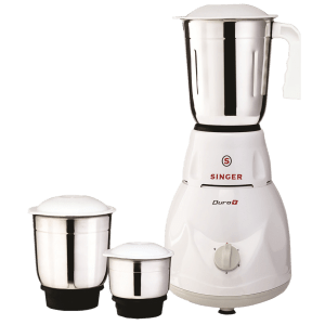 SINGER Duro Plus 500 Watt 3 Jars Mixer Grinder (3 Speed Control with Pulse Function, White)