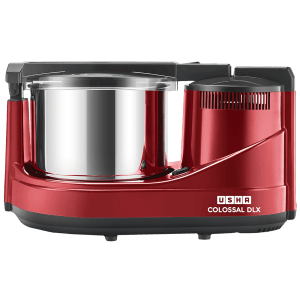 USHA Colossal DLX 2 Litres 2 Stones Wet Grinder with Coconut Scrapper & Atta Kneader (Sturdy High Torque Motor, Red)