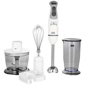 BLACK&DECKER 600 Watt 3 Speed Hand Blender with 3 Attachments (Durable & Sturdy Body, White)