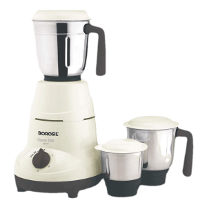 BOROSIL Home Star 500 Watt 3 Jars Mixer Grinder (20000 RPM, 3 Speed Control with Pulse Function, White)