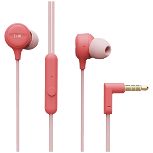 boAt Bassheads 103 Wired Earphone with Mic (In Ear, Mint Pink)