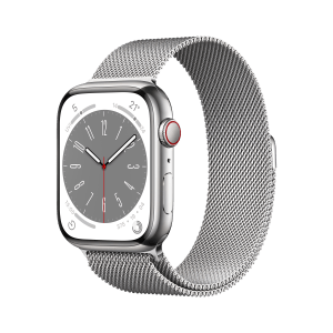 Apple Watch Series 8 GPS + Cellular with Sports Band (45mm Retina LTPO OLED Display, Silver Stainless Steel Case)