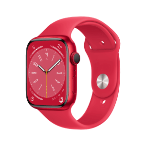 Apple Watch Series 8 GPS with Sports Band (45mm Retina LTPO OLED Display, Red Aluminium Case)