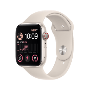 Apple Watch SE GPS + Cellular with Sports Band (44mm Retina LTPO OLED Display, Starlight Aluminium Case)