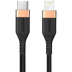 DURACELL Type C to Lightning 3.9 Feet (1.2M) Cable (Tangle Free, Black)