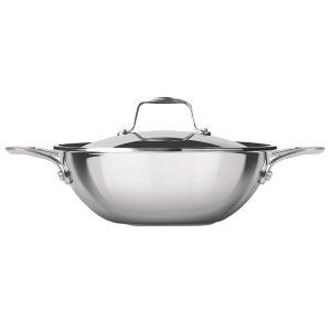 Milton ProCook 1.6L Non Stick Aluminium & Stainless Steel Kadhai with Borosilicate Glass Lid (Induction Compatible, Dishwasher Safe, Silver)