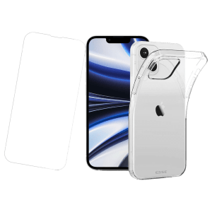 ESSE AIRSKIN Tempered Glass & Soft TPU Back Cover Combo for Apple iPhone 14 (Wireless Charging Compatible, Clear)