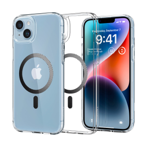 spigen Ultra Hybrid MagFit TPU & Polycarbonate Back Case for Apple iPhone 14 (Wireless Charging Compatible, Clear)