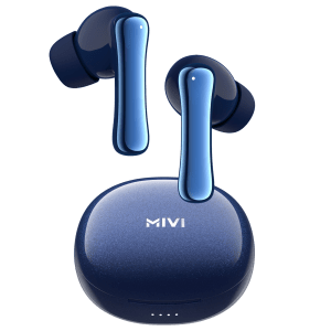 MIVI DuoPods T80 TWS Earbuds with Environmental Noise Cancellation (IPX4 Water Resistant, 13mm Bass Drivers, Jazzy Blue)