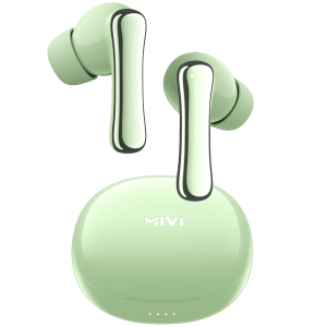 MIVI DuoPods T80 TWS Earbuds with Environmental Noise Cancellation (IPX4 Water Resistant, 13mm Bass Drivers, Mint Green)