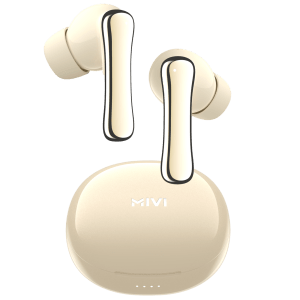 MIVI DuoPods T80 TWS Earbuds with Environmental Noise Cancellation (IPX4 Water Resistant, 13mm Bass Drivers, Ivory)