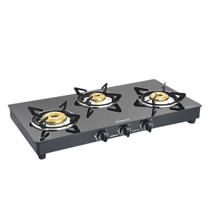 Sunflame PRIME 3B BK AI Toughened Glass Top 3 Burner Automatic Gas Stove (Sturdy Pan Support, Black)