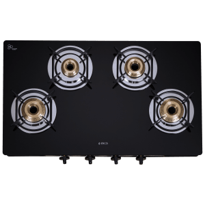 Elica 774 CT DT VETRO 2J Toughened Glass Top 4 Burner Automatic Gas Stove (Durable & Long-Lasting, Black)