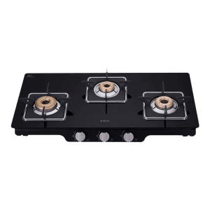 Elica Patio ICT 773 BLK SPF SERIES Glass Top 3 Burner Manual Gas Stove (Square Grid, Black)