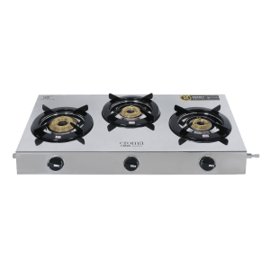 Croma 3 Burner Manual Gas Stove (Stainless Steel, Silver)