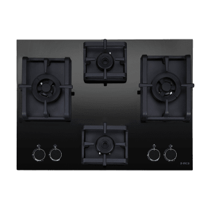 Elica Flexi Pro MAX AB MFC 4B 70 DX Glass Top 4 Burner Automatic Electric Hob (Round Metallic Knob, Black)